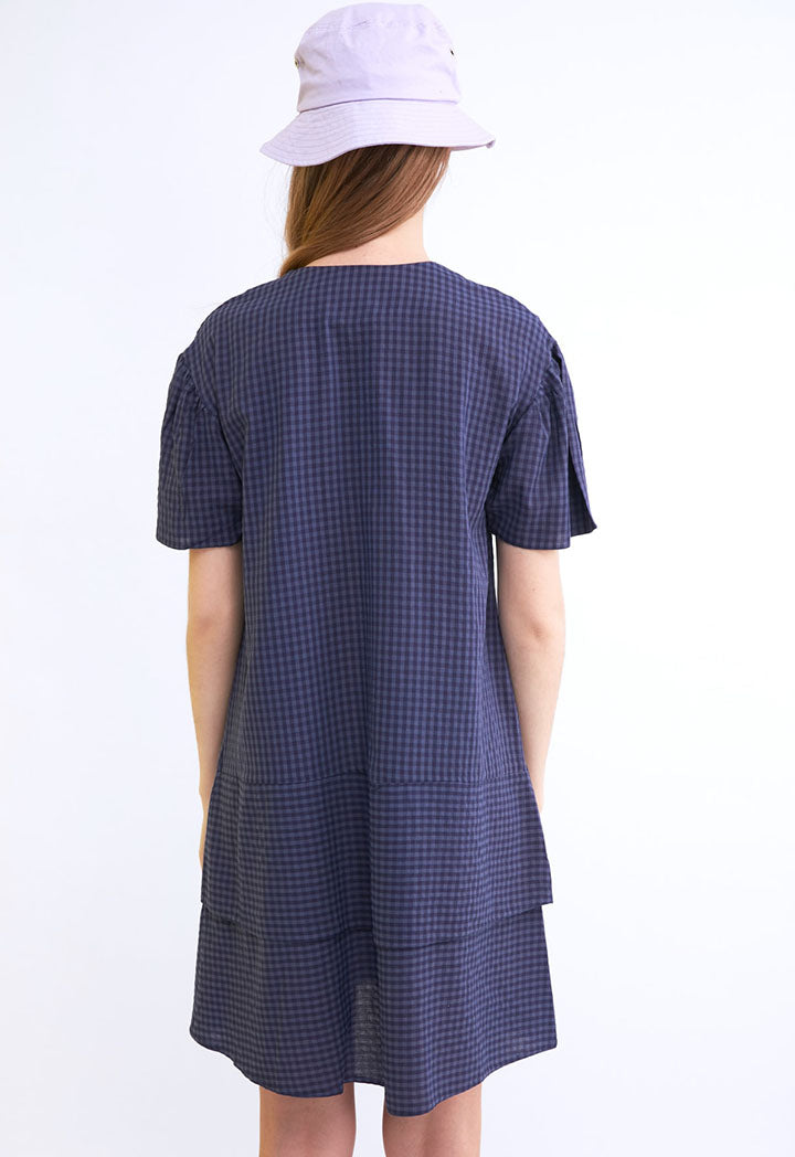 Small Checkered V Neck Dress