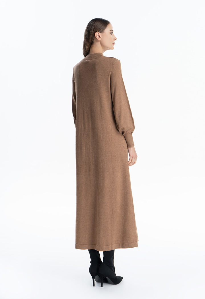 Solid Knitted Maxi Winter Dress