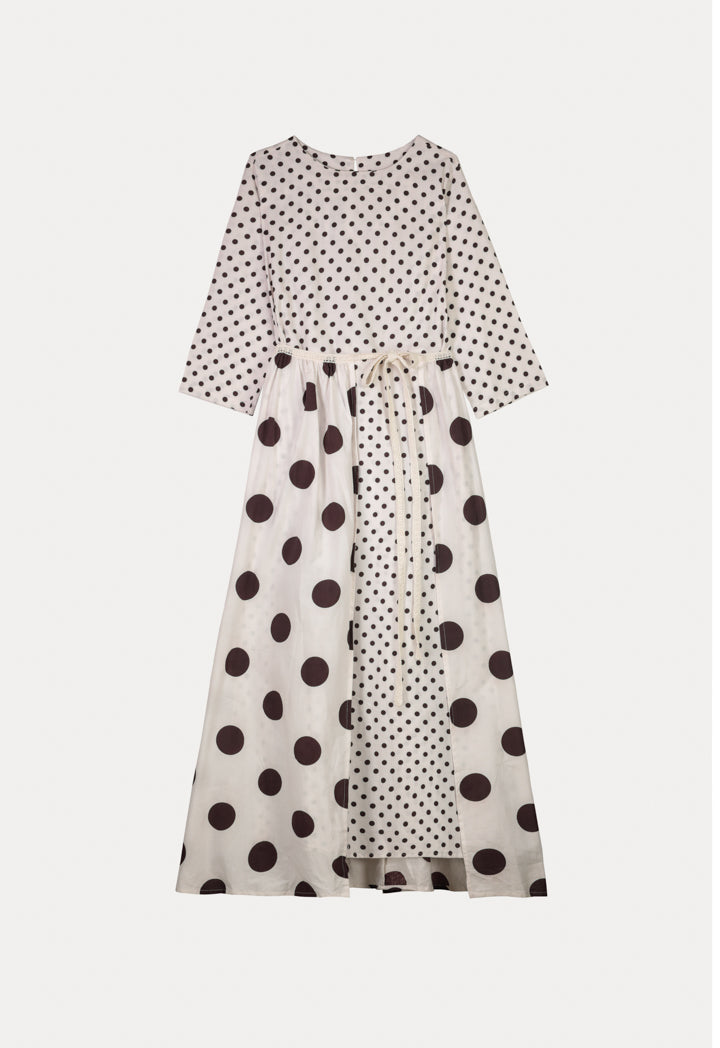 Laced Overlay Polka Skirt Dress