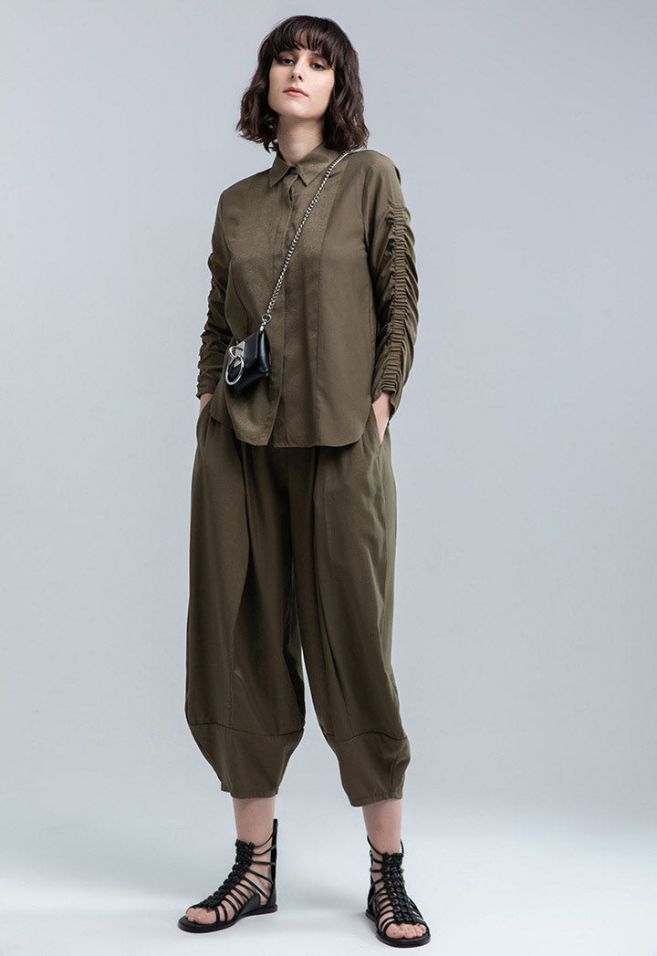 Wide Leg Slanted Hem Trouser