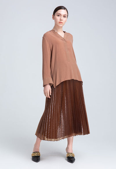 Pleated Mid Waist Skirt