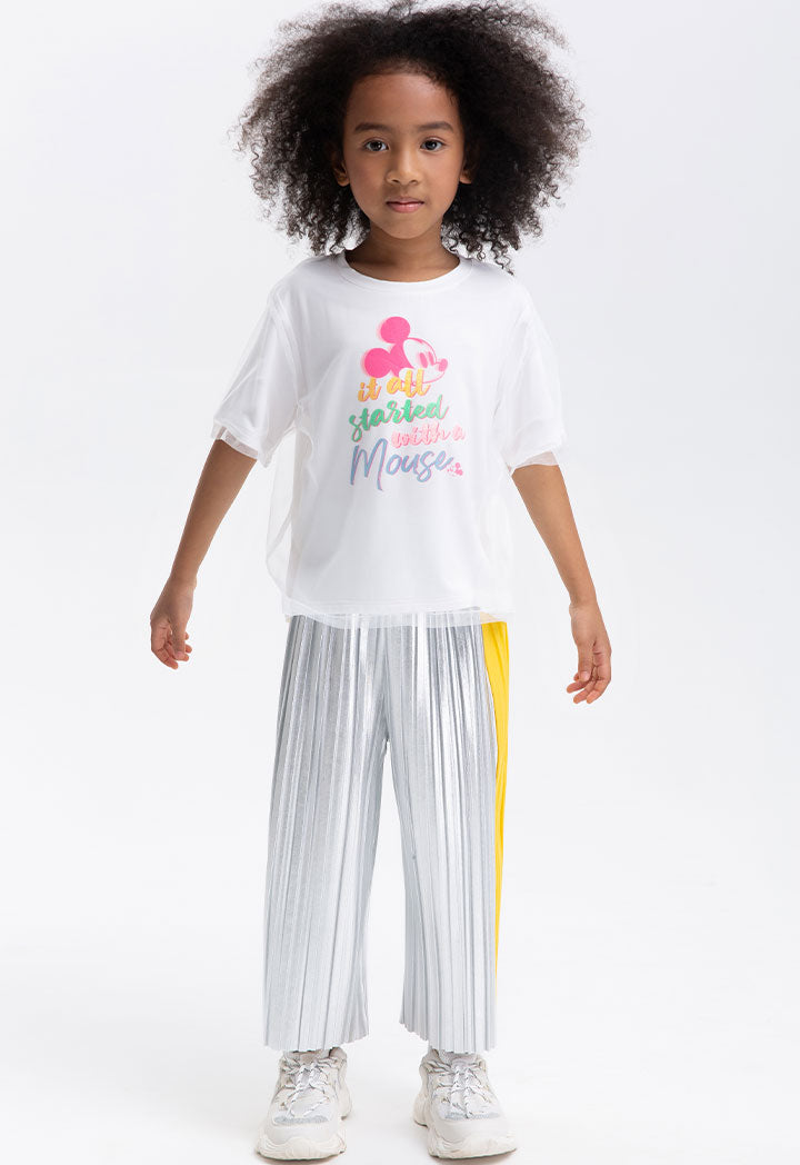 Mickey Mouse Color Block Pleated Pants