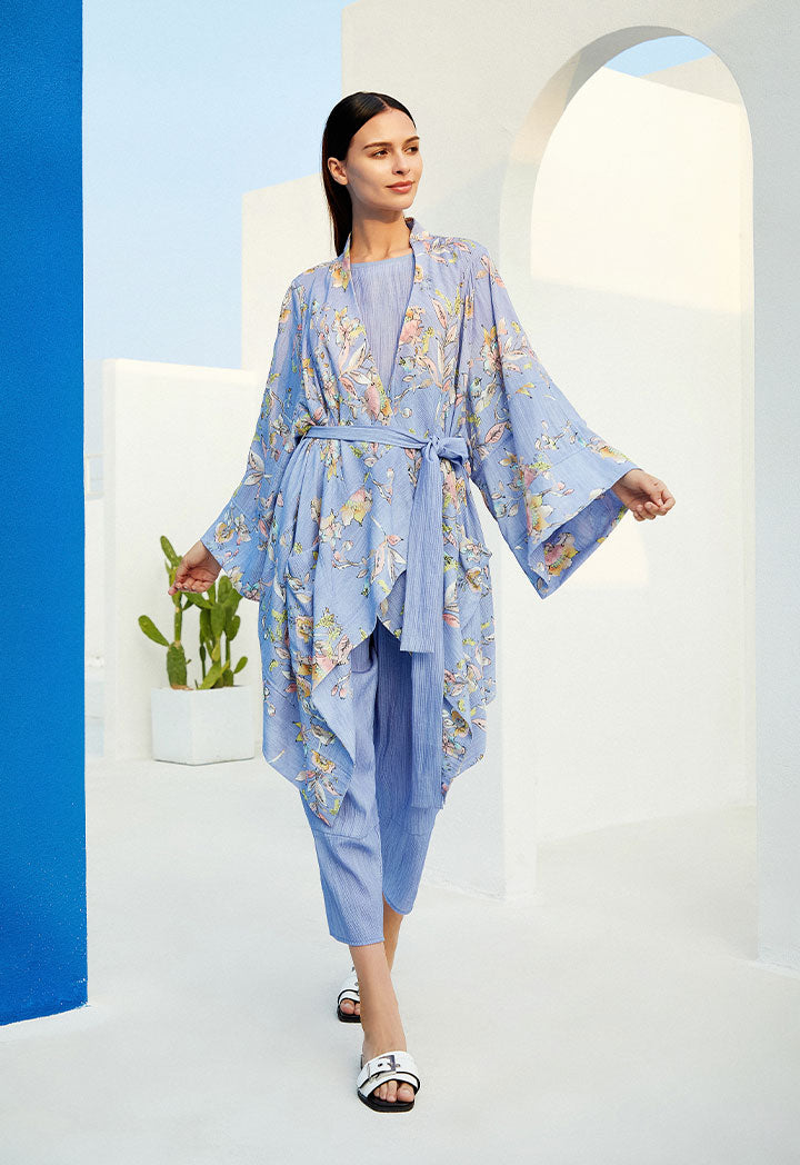 Folkloric Flow Print Wide Flap Kimono