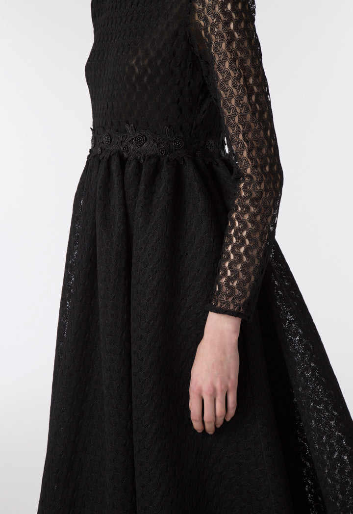 Mesh Embellished Lace Dress