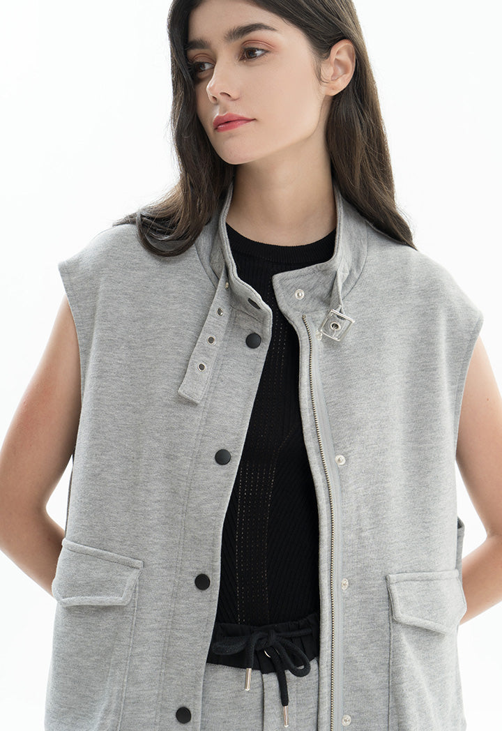 Melange Jersey Sleeveless Jacket