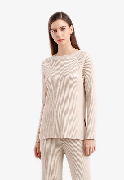 Tiny Pleated Solid Knitted Blouse