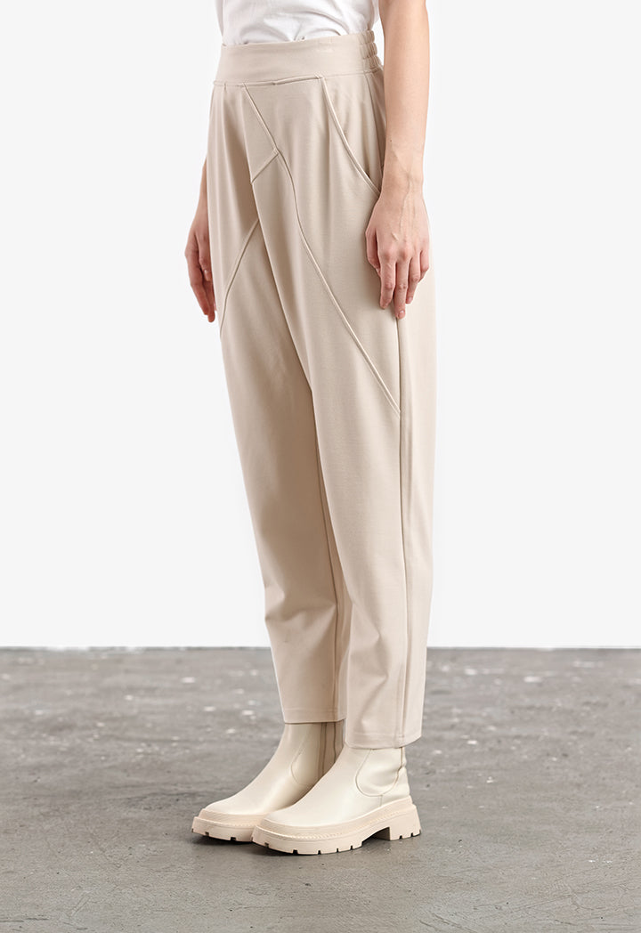 Solid Asymmetrical Pattern Baggy Trouser