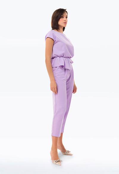 Circular Flap Waist Solid Trouser