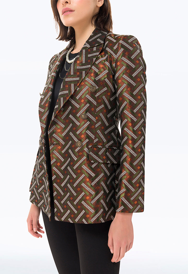 Basket Weave Look Classic Blazer