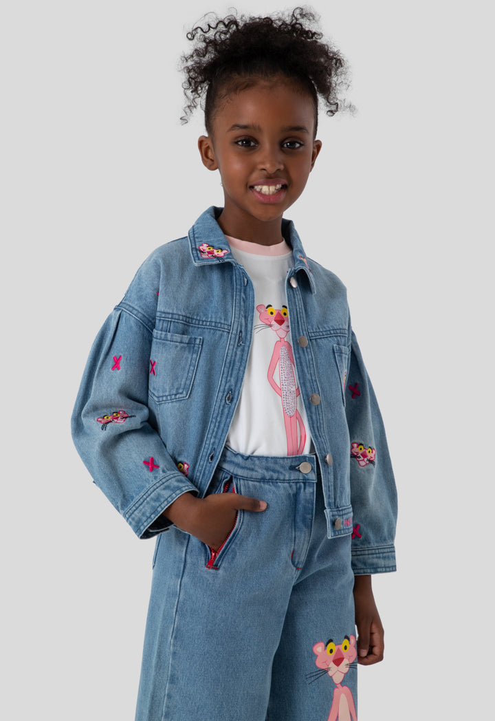 Pink Panther Embroidered Denim Jacket