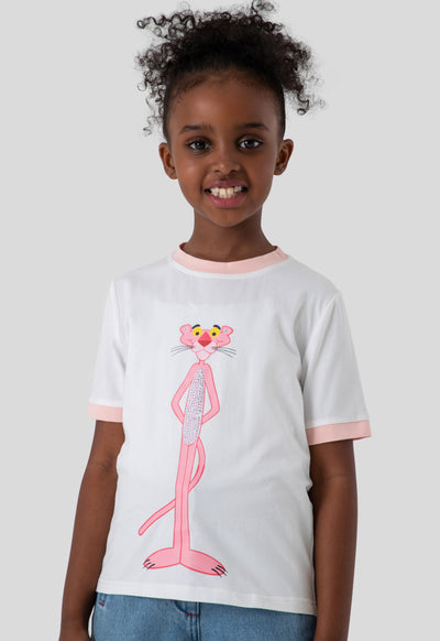 Pink Panther Rhinestone Print T-Shirt