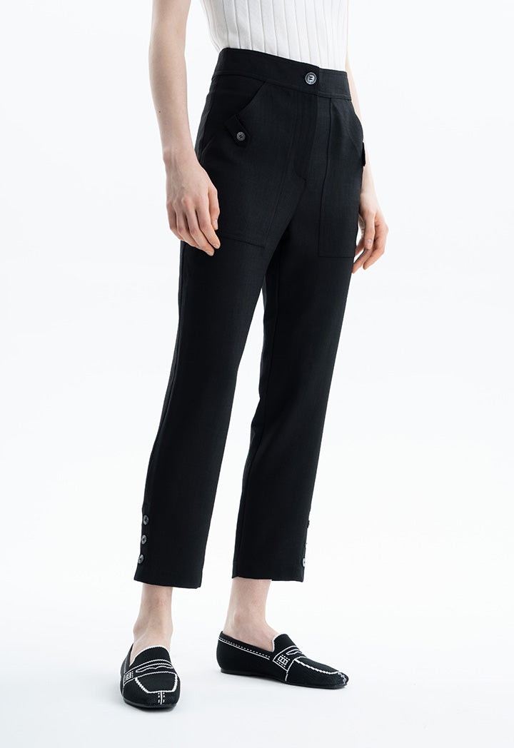 Solid Trouser With Buttoned Details