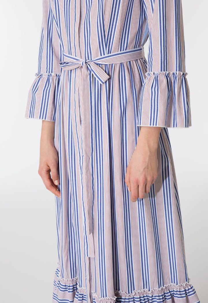 Gathered Hem Striped Dress