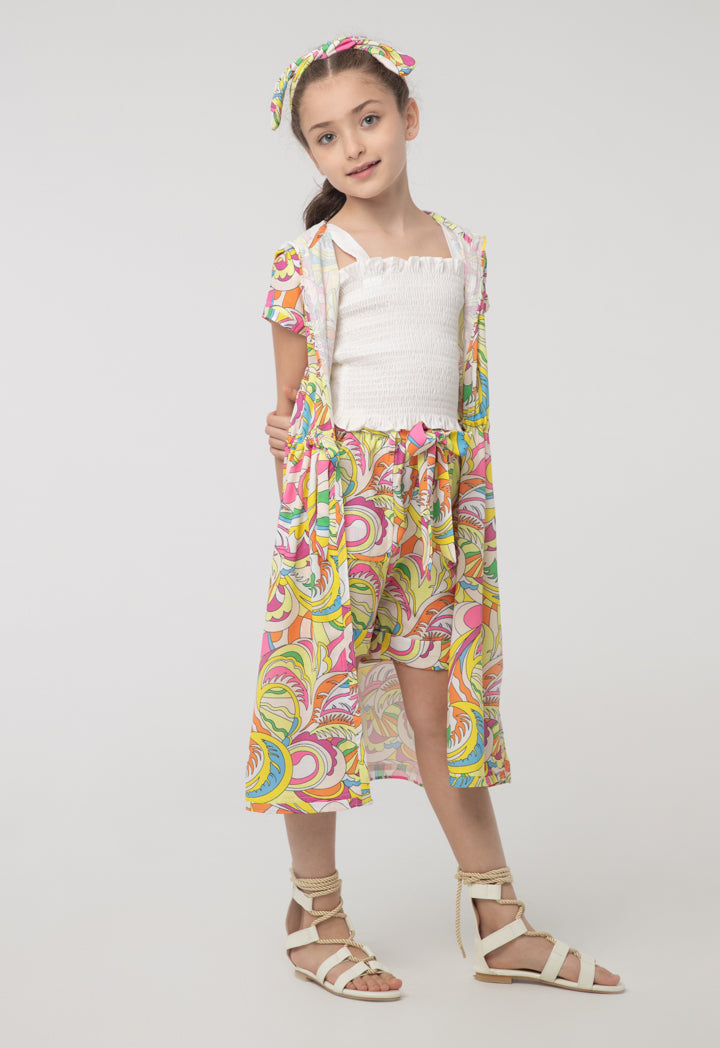 Printed Smoking Hoodie Drawstring Dress Set