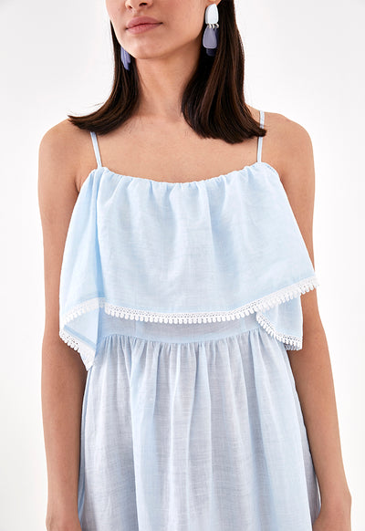 Lace Trim Cold Shoulder Dress