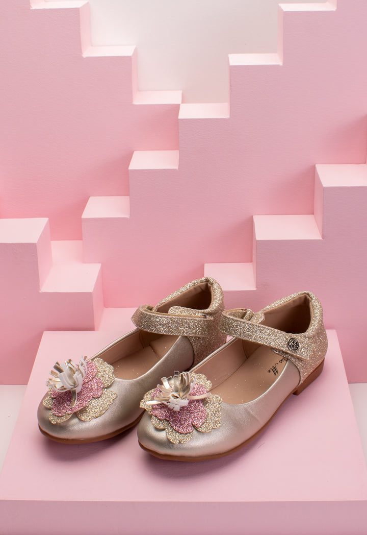 Shimmer Floral Flat Shoes