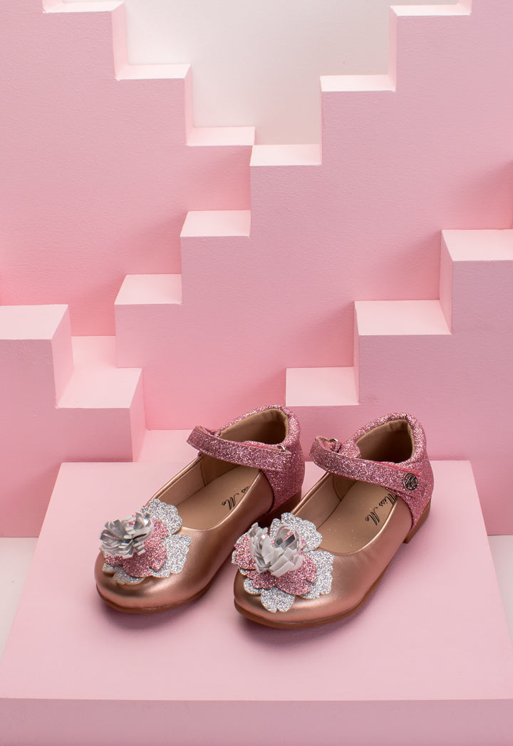 Shimmer Floral Flat Shoes