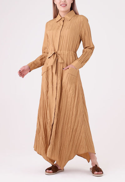 Crinkle Maxi Shirt Dress