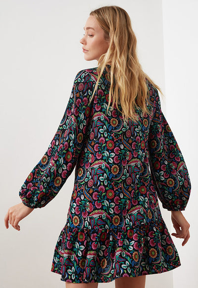 Gathered Hem Floral Print Dress