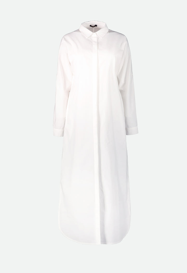 Long Poplin Collared Dress - Fresqa