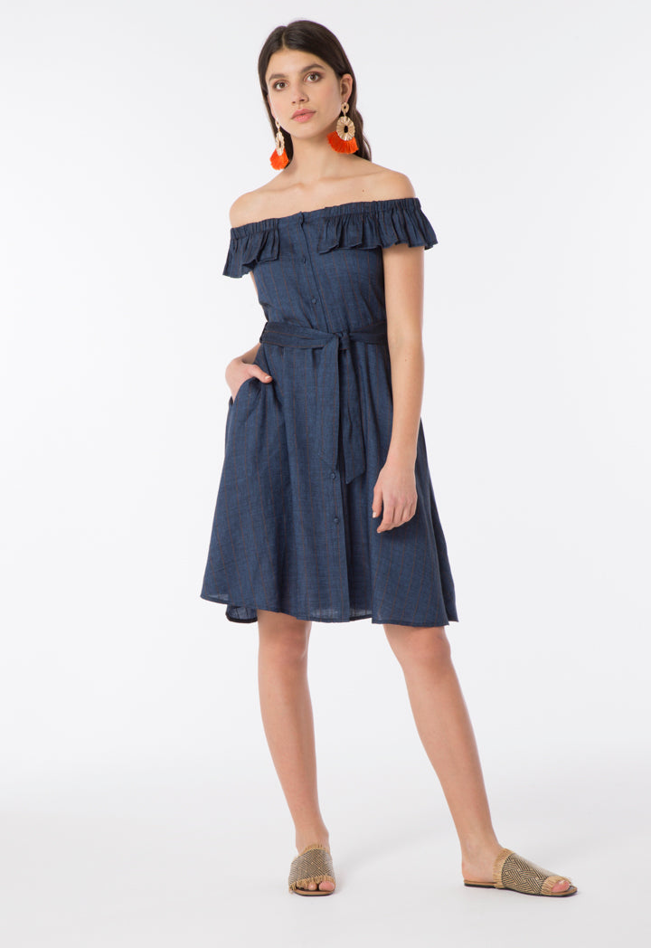 Striped Denim Dress - Fresqa