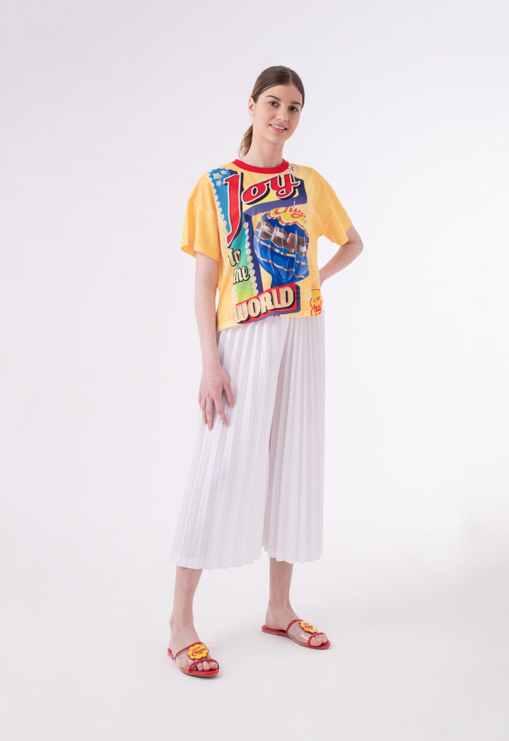 Stripe Elasticated Waistband Pleated Pants