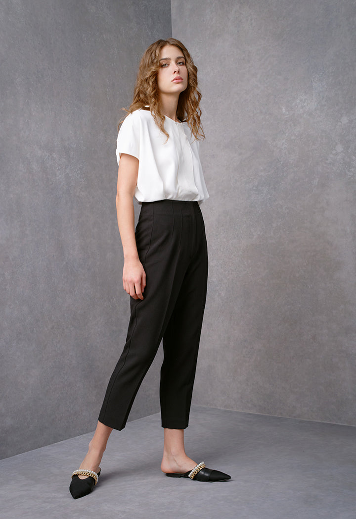 Solid Trouser With Pleats At Waist