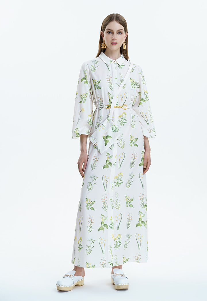 Herbarium Floral Dress With Fixed Pouch