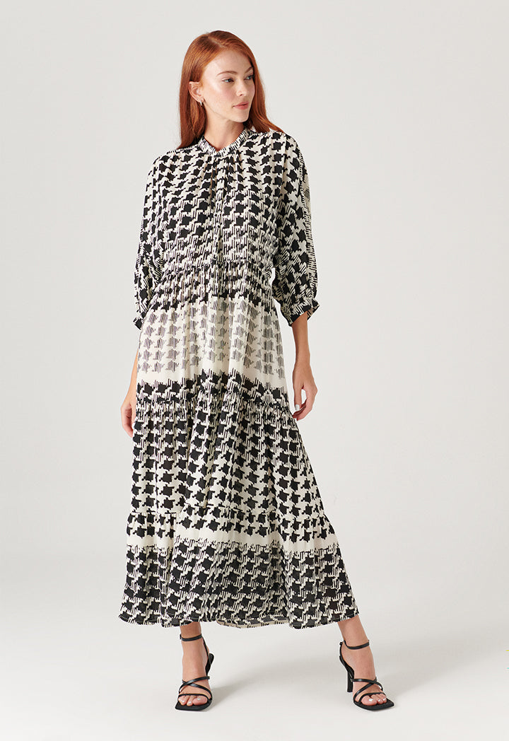 All Over Contrast Abstract Printed Dress