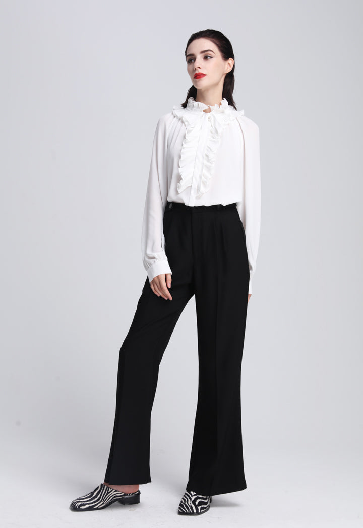 Solid Relaxed Flare Trouser