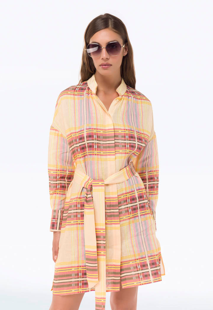 Checkered Midi Shirt Dress