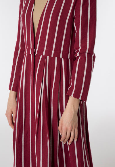 Striped V Neck Maxi Outerwear