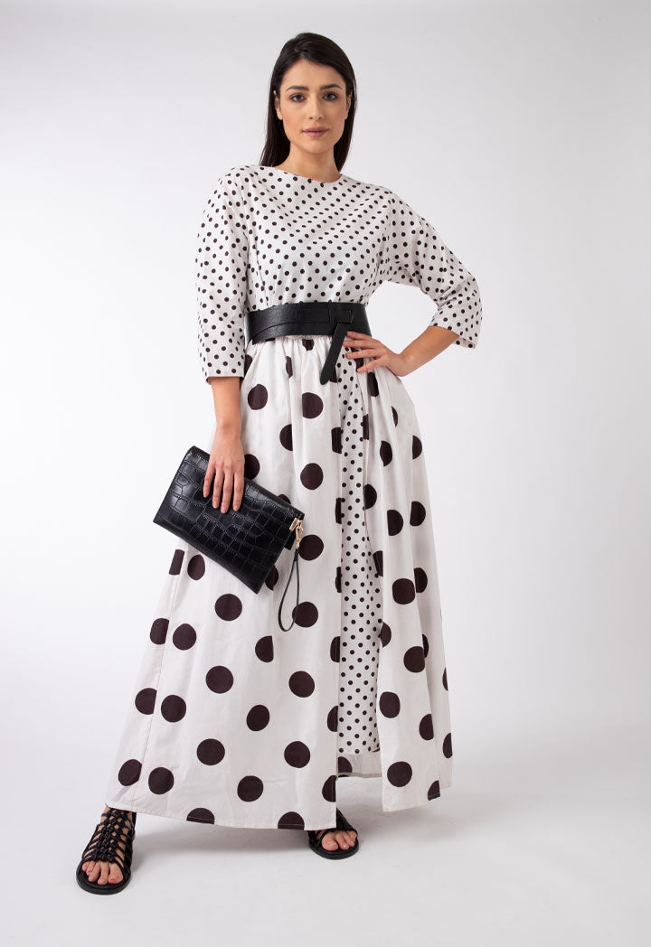 Laced Overlay Polka Skirt Dress