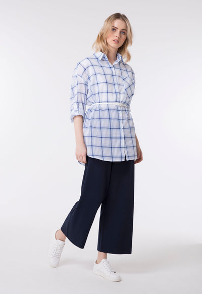Raw Hem Elastic Waist Trouser