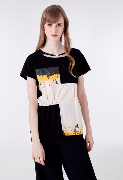 Asymmetric Jersey Printed Top