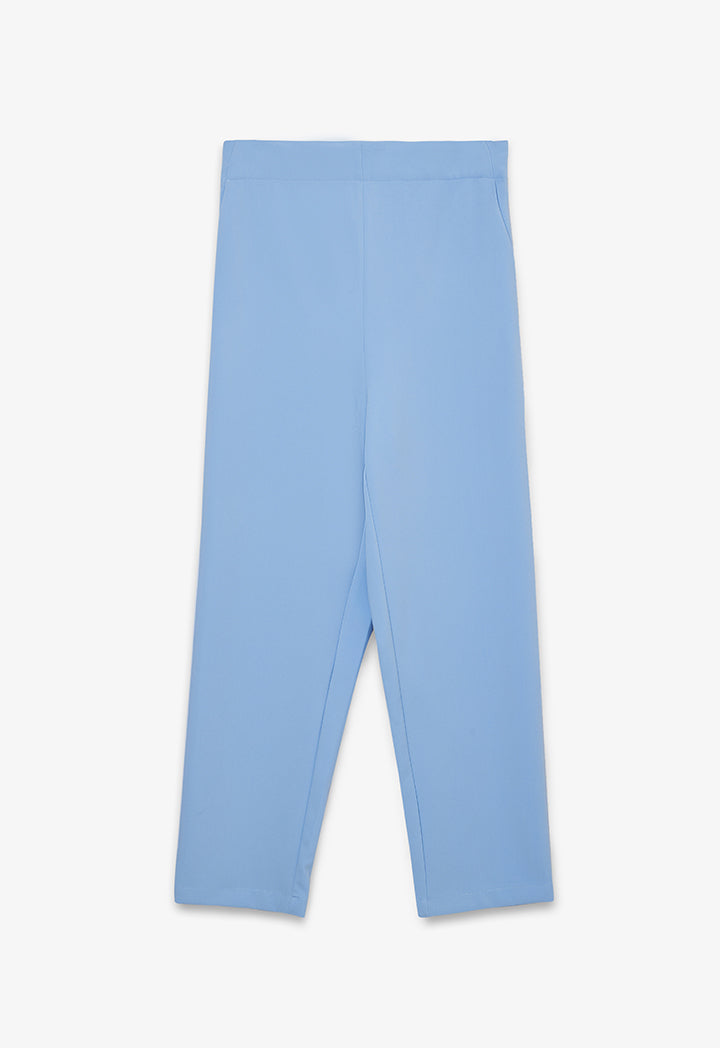 Solid Mid-Rise Pants with Pockets