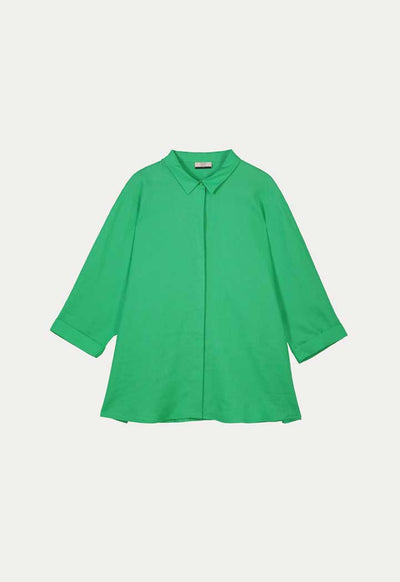 Collared Concealed Buttons Oversized Shirt