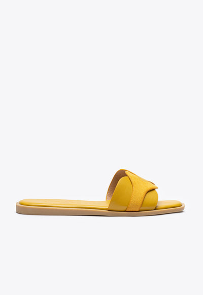 Contrast Inserted Vamp Slip On Sandals