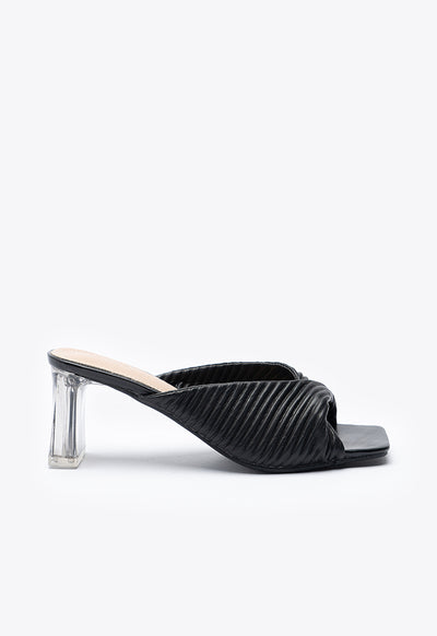 Square Twisted Vamp Slip On Sandals