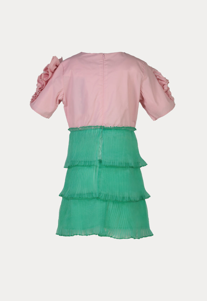 Tiered Pleated Organza Dress