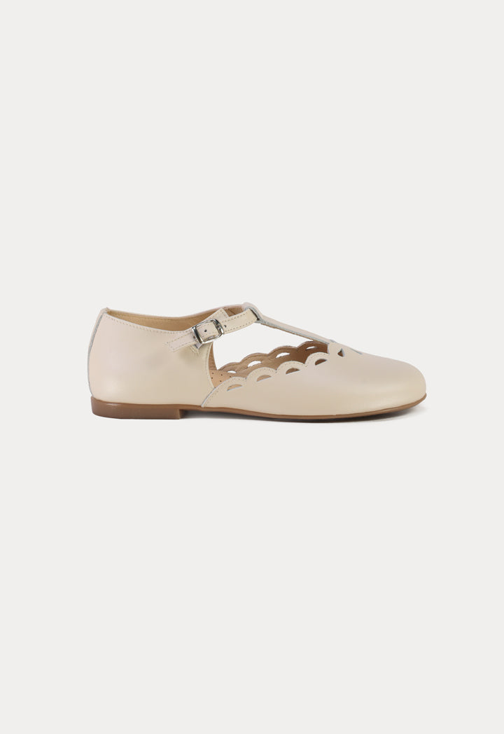 Scalloped T-Bar Flat Shoes