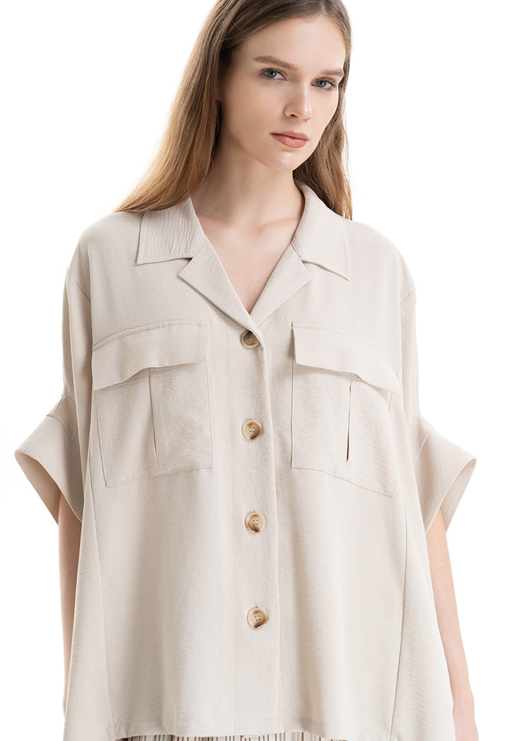 Solid Textured Oversized Shirt