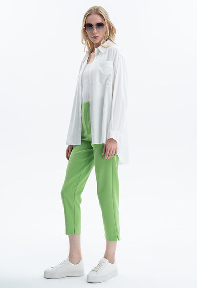 Long Solid Trouser With Faux Pocket