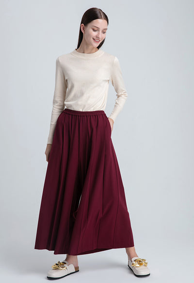 Wide Hem Fold Solid Trouser