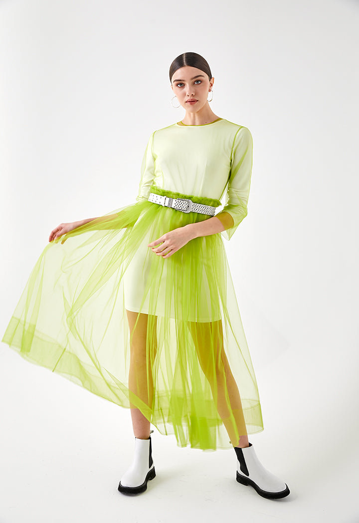 Green Mesh Tulle Outer Dress