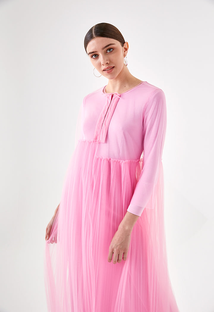 Mesh Tulle Pleated Outer Dress