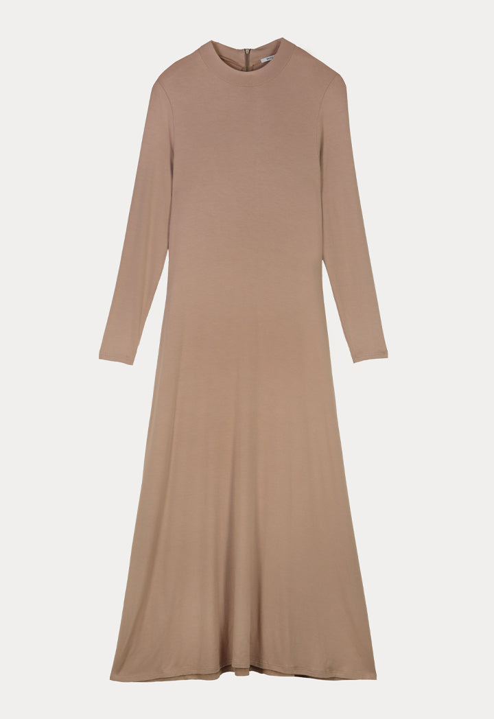 Round Neck Solid Dress