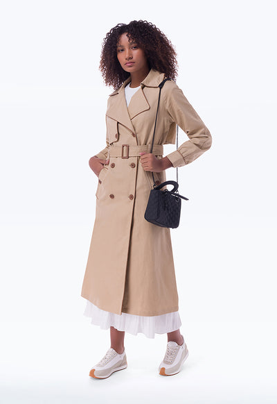 Double Breasted Solid Trench Coat