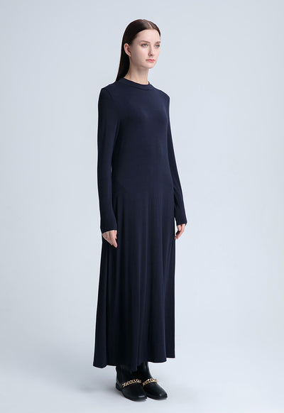 Round Neck Solid Dress