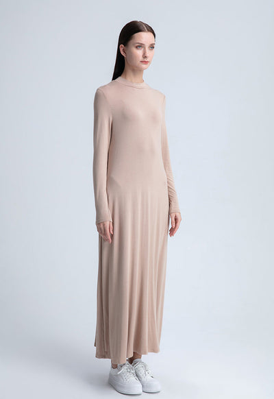 Round Neck Solid Dress